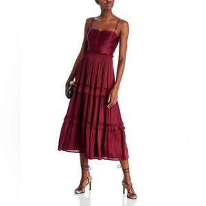 Bloomingdale’s Aqua Ruched Top Midi Dress